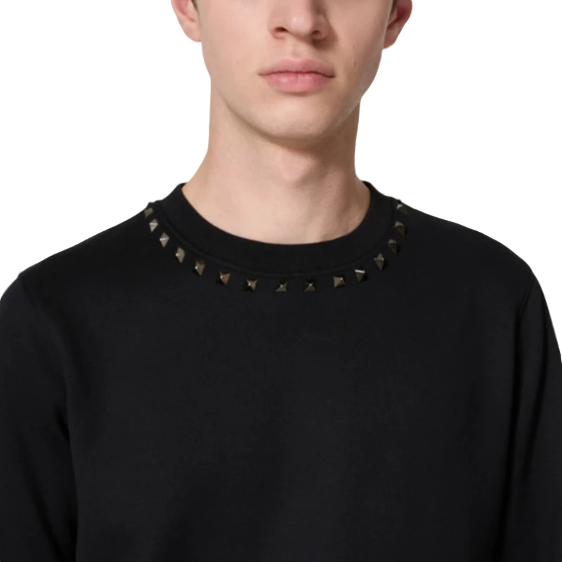 【8800版】25FW新款重工铆钉圆领休闲针织套头长袖卫衣