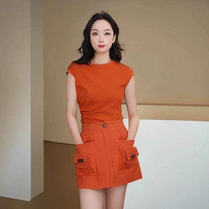 AMASS/阿玛施 新款休闲时尚百搭显瘦圆领短袖t恤5300615