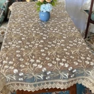 ZN062-88玻璃纱【90*180]摇钱树高织高密玻璃纱水溶边桌布