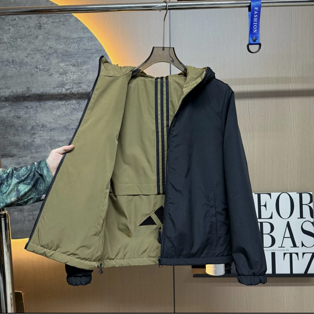 【双面穿】秋冬男士时尚百搭休闲潮流保暖连帽薄棉外套