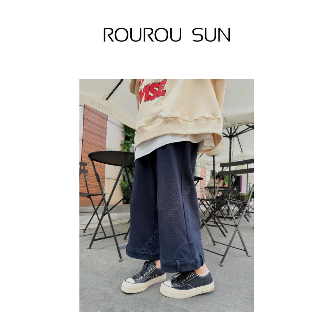 23208设计感俏皮甜酷卡通图案弯刀卫裤女减龄宽松假口袋休闲裤