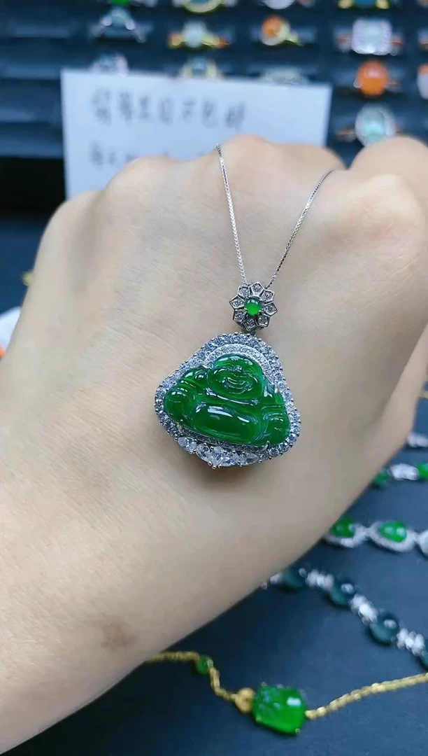 翡翠戒指银S925镶嵌天然翡翠