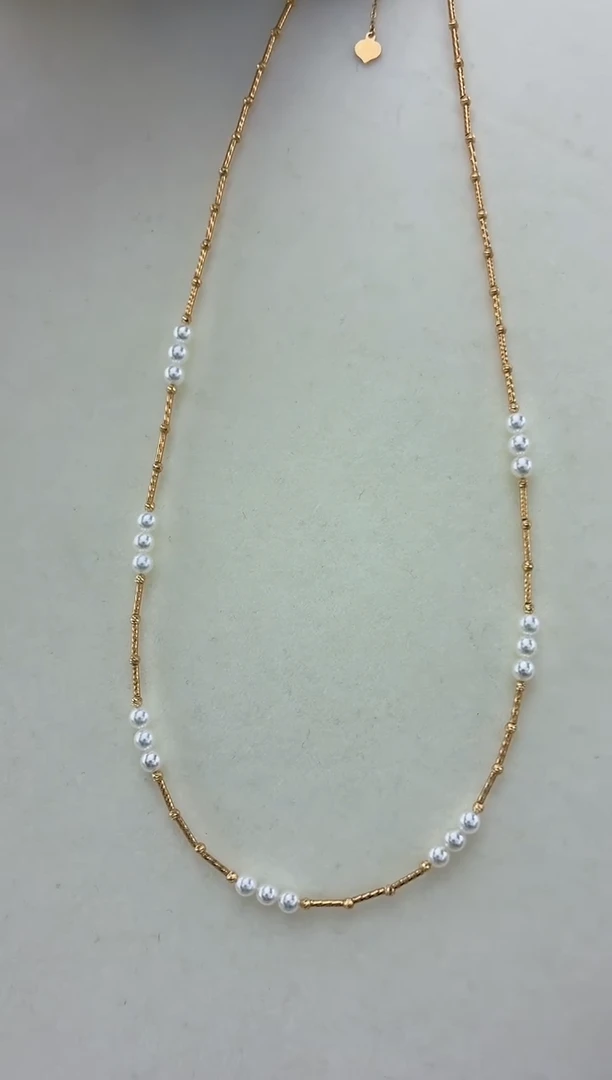 颈饰18K金镶嵌海水珍珠设计款项链3.5-4