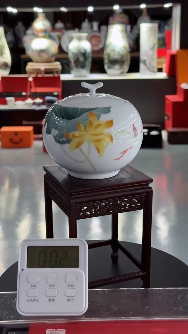 【闪购商品】手绘款十二花神荷花茶叶罐