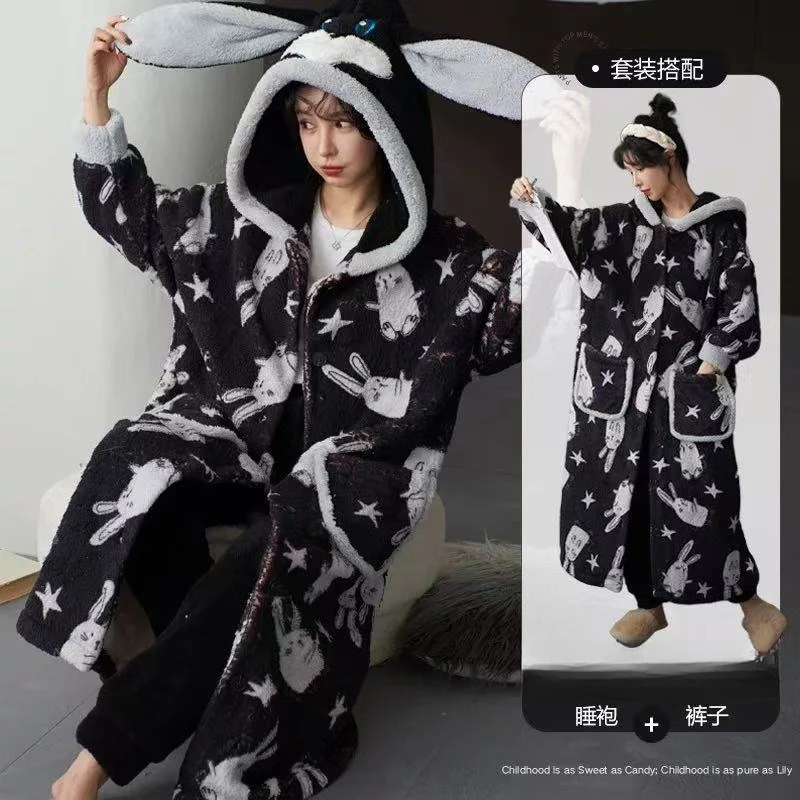 兔子耳朵连帽袍+裤