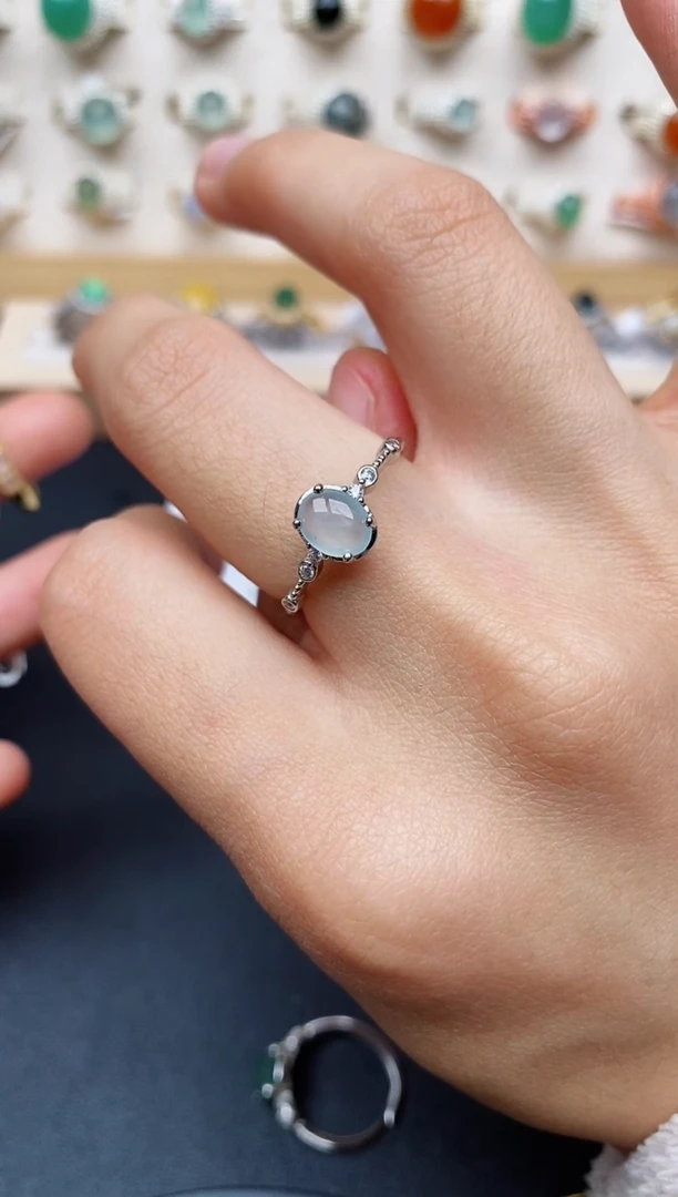 【闪购商品】翡翠戒指银S925镶嵌缅甸翡翠