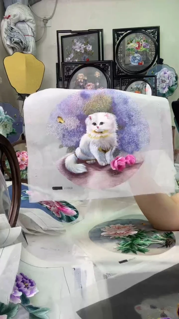 刺绣落***鹜苏绣作品苏绣异色绣片