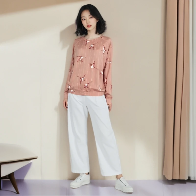 7B166 3女装家居服印花休闲薄款睡衣长袖