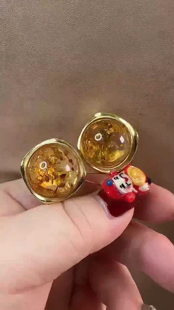 【闪购商品】琥珀耳饰银S925镶嵌耳环