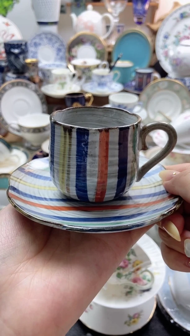 瓷片全新无底款摩卡杯满25包邮谨慎参拍防伪帖撕毁无售后