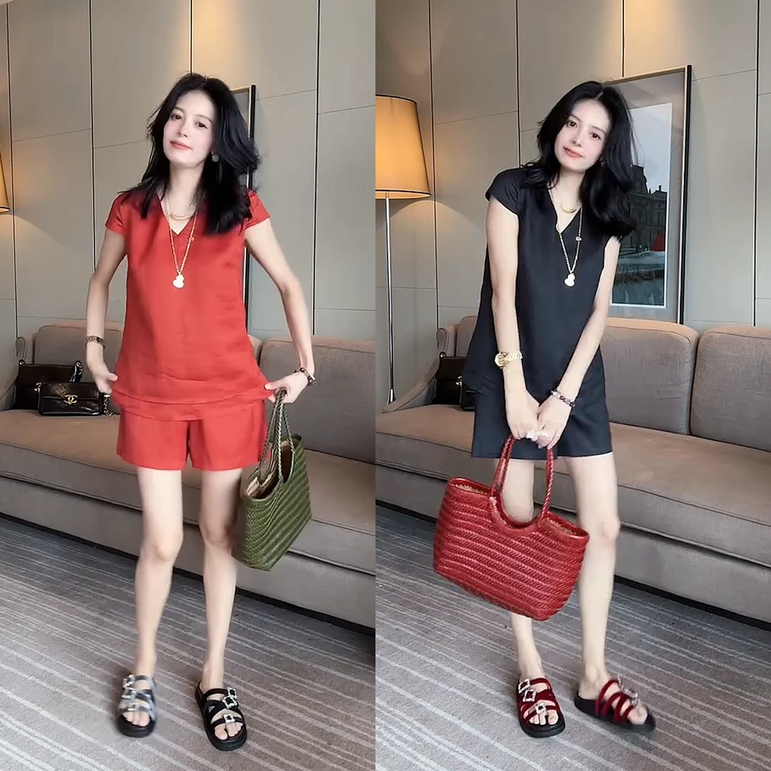 80724夏季新款 时尚显瘦裁剪气质上衣+短裤套装 2025新款洋气休闲