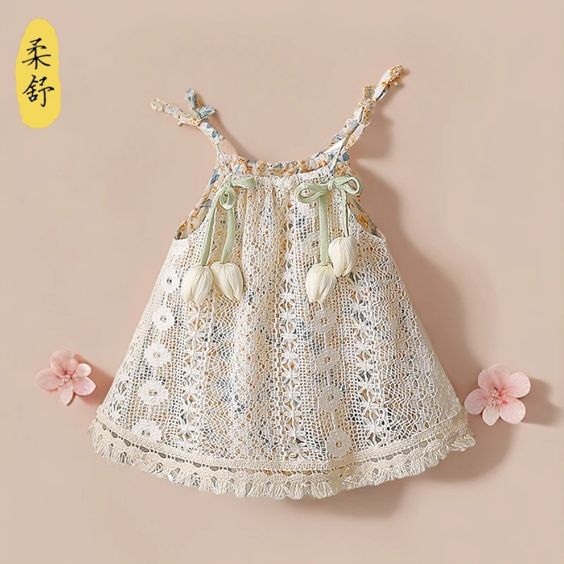 宝宝夏季吊带连体衣超萌民族风碎花婴幼儿包屁衣连衣裙新生儿衣服