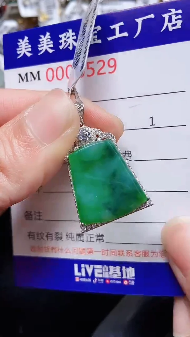 颈饰银S925镶嵌翡翠6529