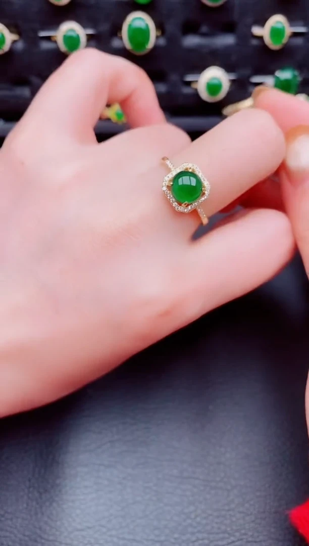 【闪购商品】翡翠戒指银S925镶嵌天然a货翡翠122