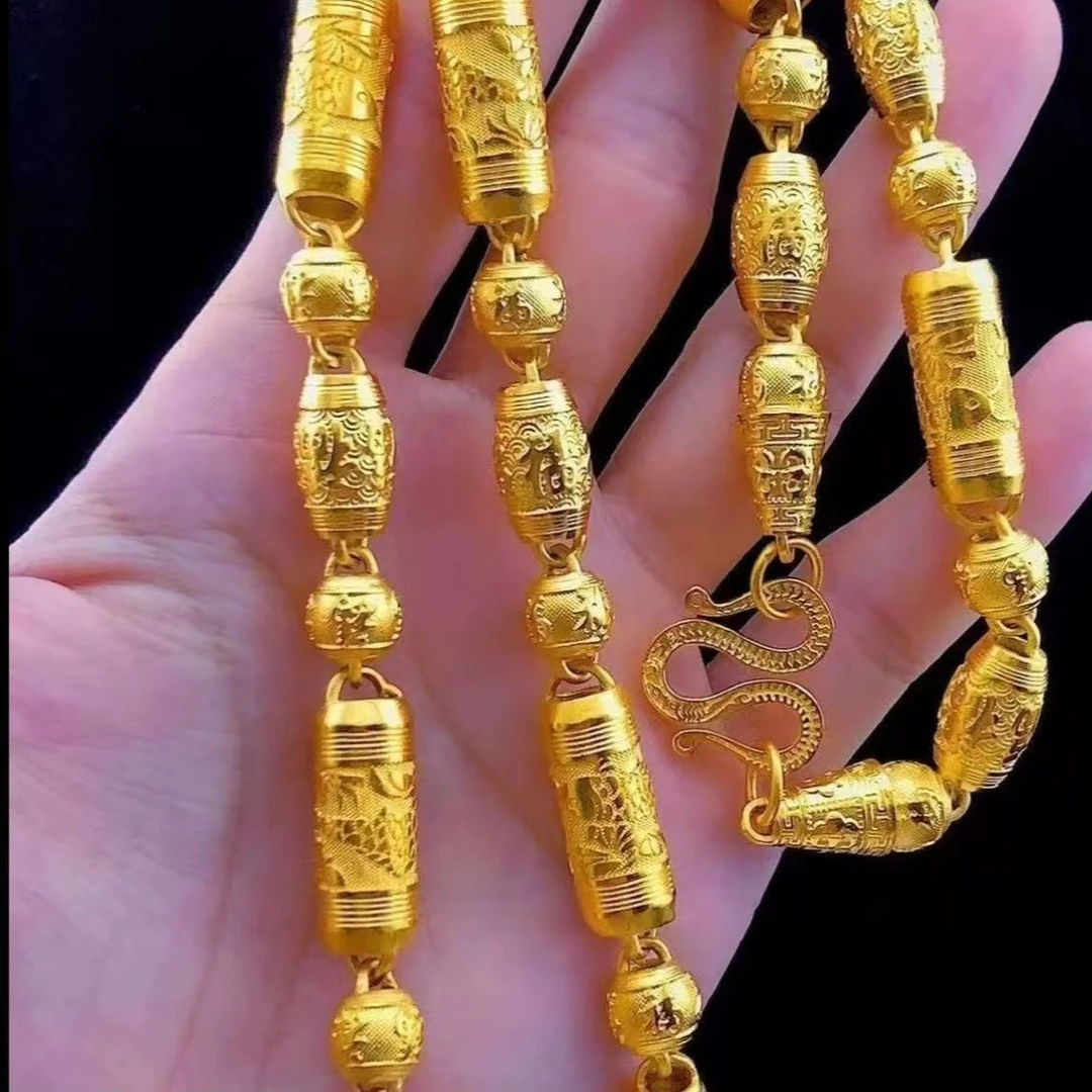 合金项链 合金男士精美全家福精工百搭时尚气质项链男款金色