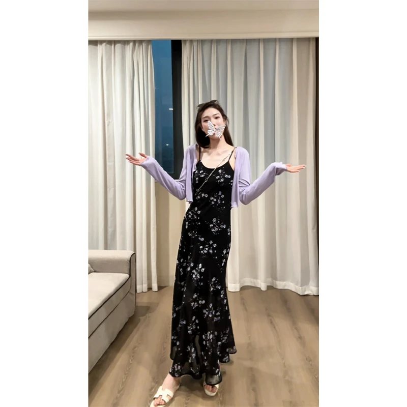 48H【心动开衫】高个子女装加长纯色针织花边开衫女 SU157
