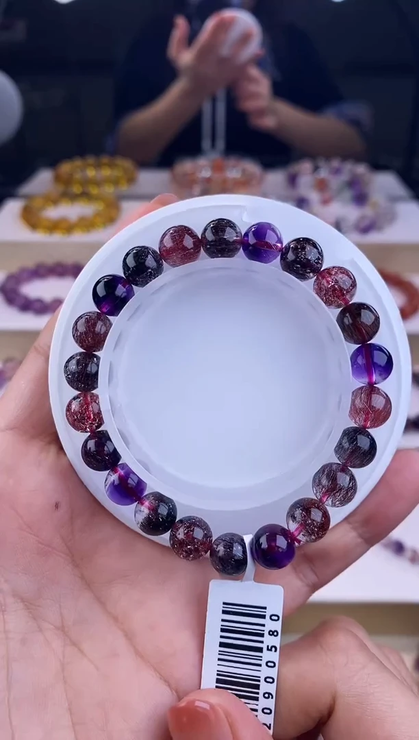 未镶嵌手链水晶黑加仑超七单圈8m+