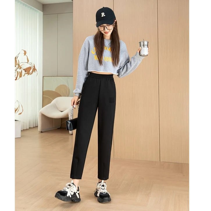 女士外穿舒适时尚休闲气质百搭绵羊毛休闲裤2346