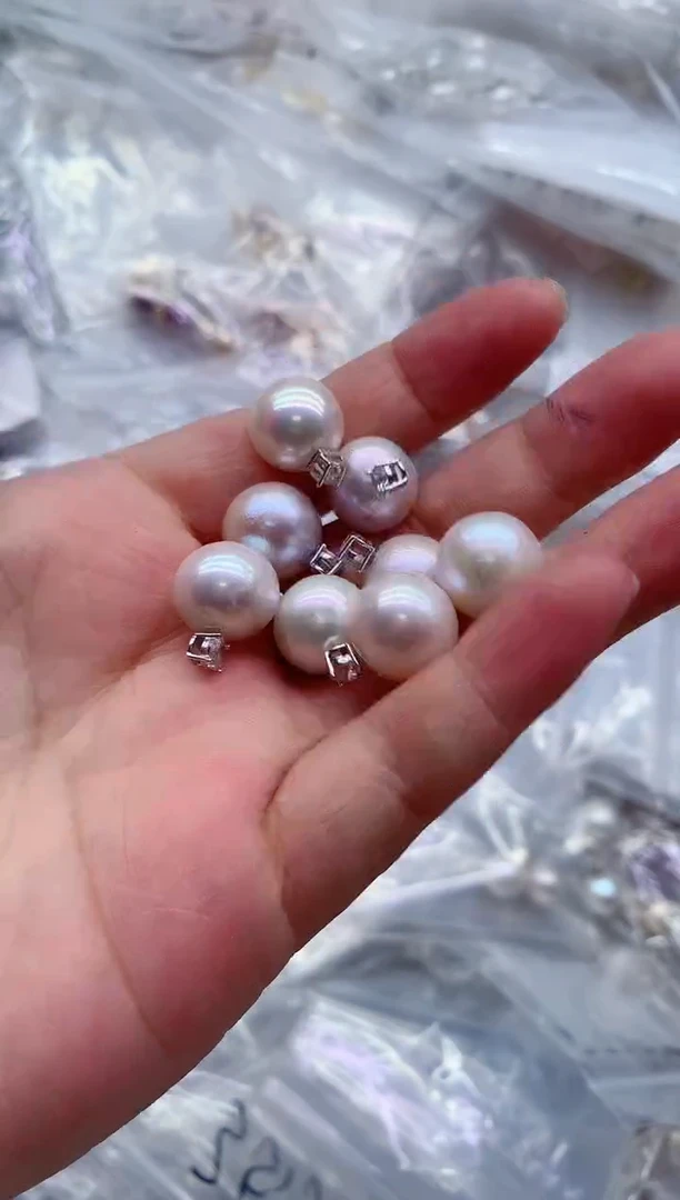 淡水珍珠银S925镶嵌吊坠(不含链)多样性发其一，非无暇