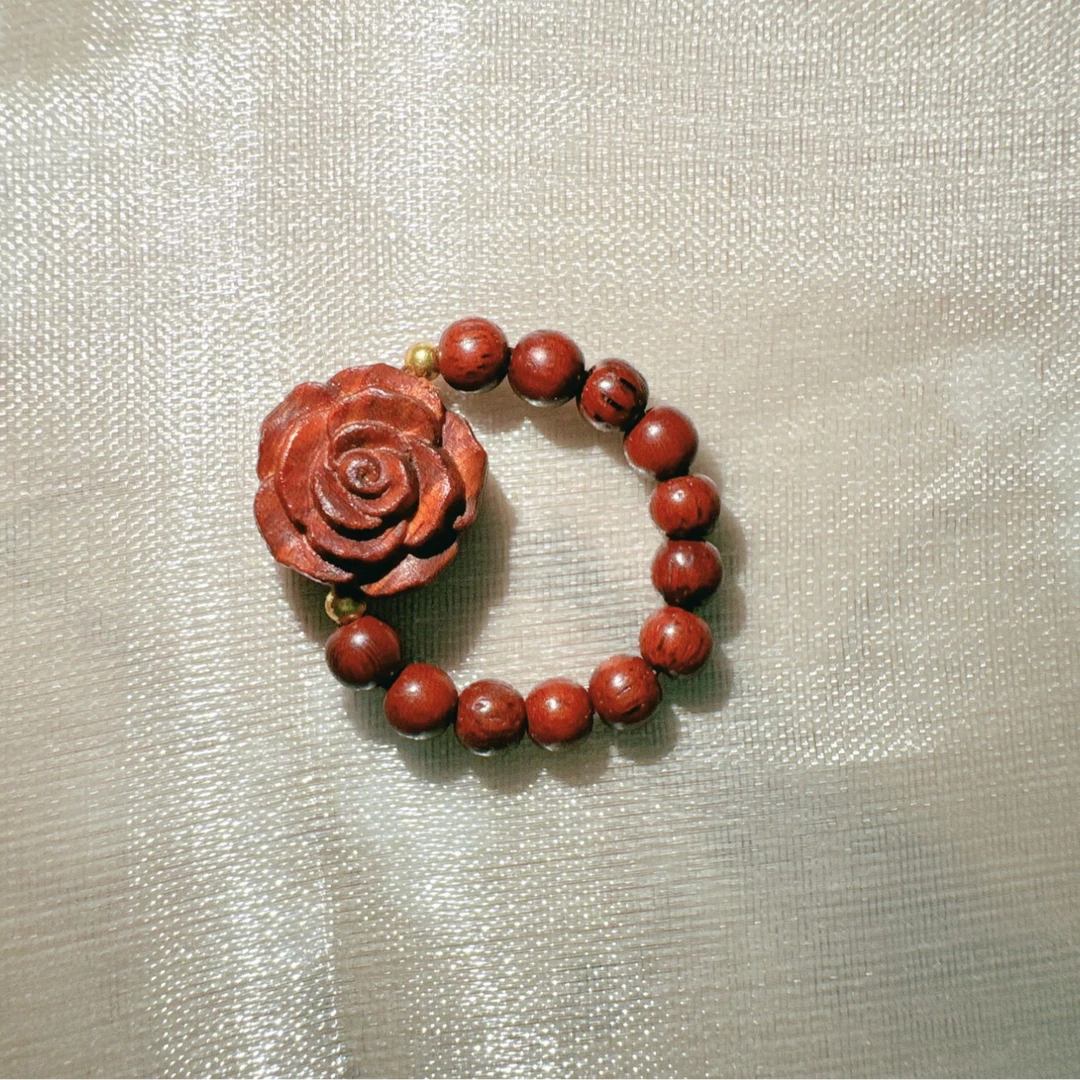 {博物馆} 海南降真香红降玫瑰花小戒指/耳钩