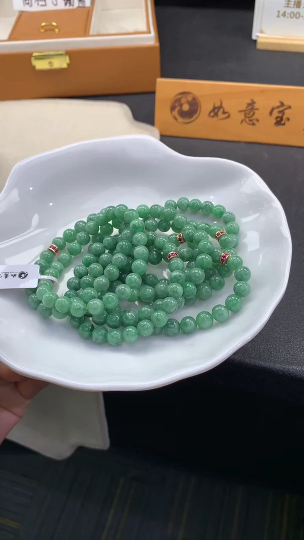 未镶嵌手串翡翠FC452 翡翠满绿手串 多样性发其一