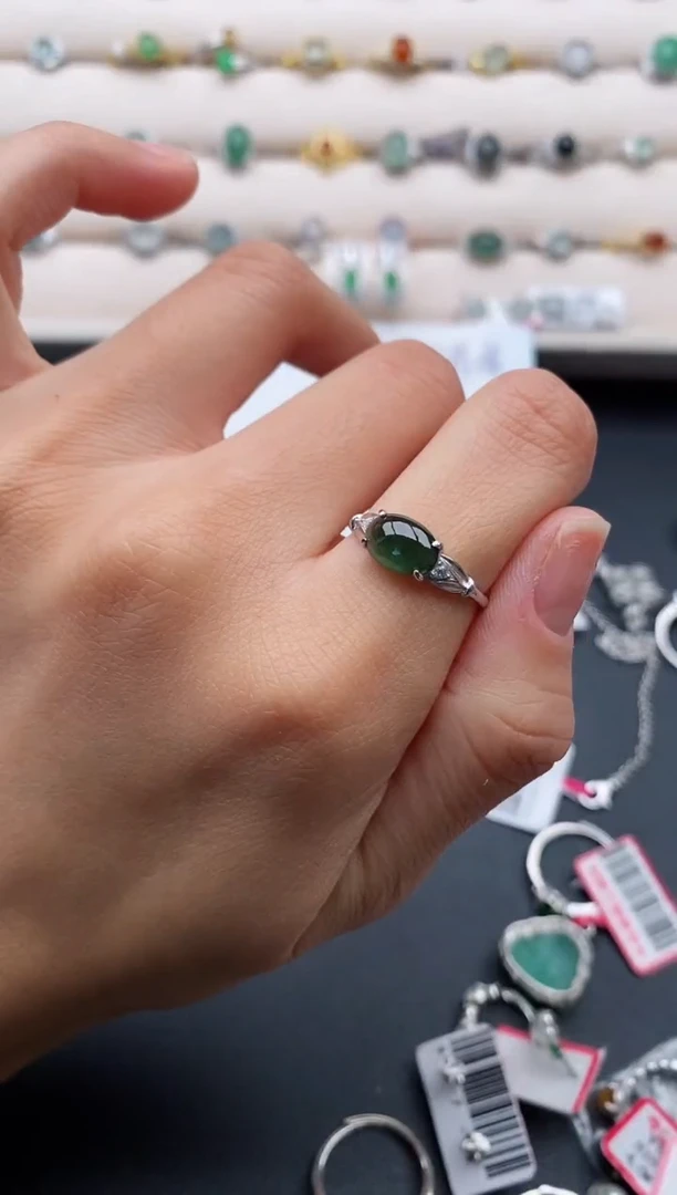 银S925镶嵌戒指翡翠1111111+4