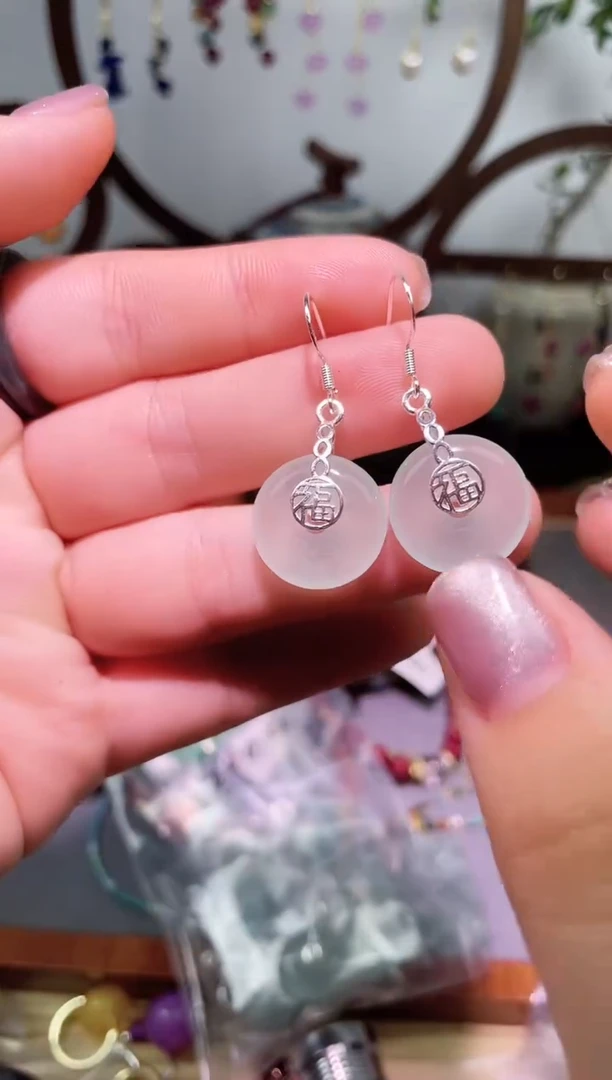 银S925镶嵌翡翠耳饰400400