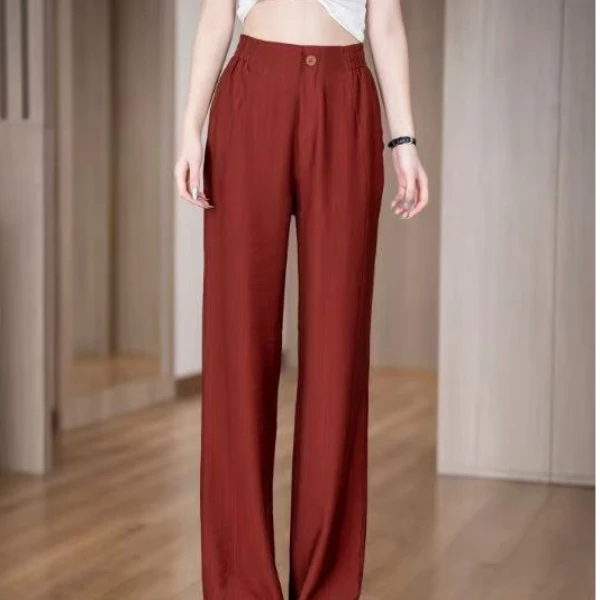 2025年春夏新款雨露亚麻显瘦直筒垂直赶镰刀窄版休闲裤女9131