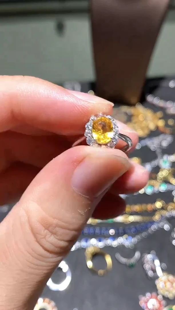戒指蓝宝石银S925镶嵌戒指