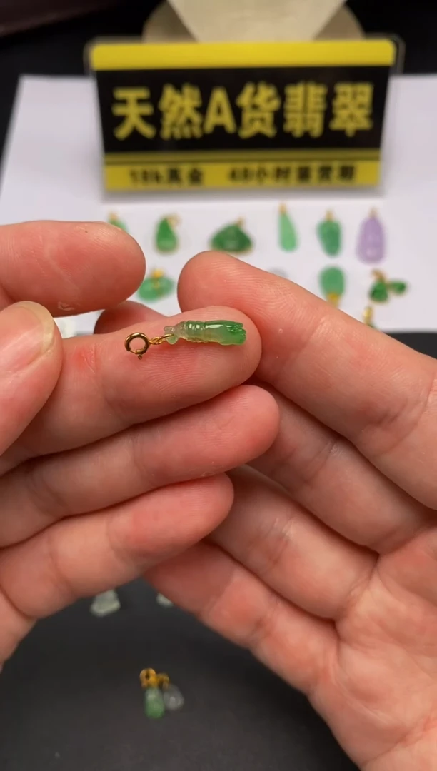 颈饰18K金镶嵌翡翠天然A货翡翠