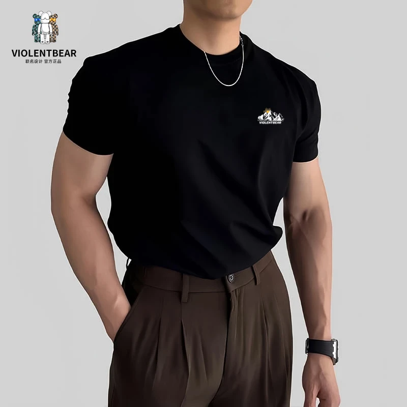 暴力熊短袖夏季新款重磅纯棉大码青少年男生圆领T恤潮流上衣