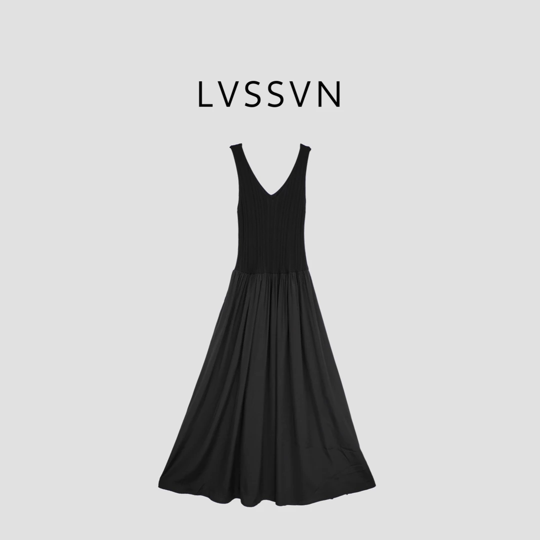 LVSSVN/露裳2025SS 时尚温柔轻奢女士针织拼接连衣裙 L-31540