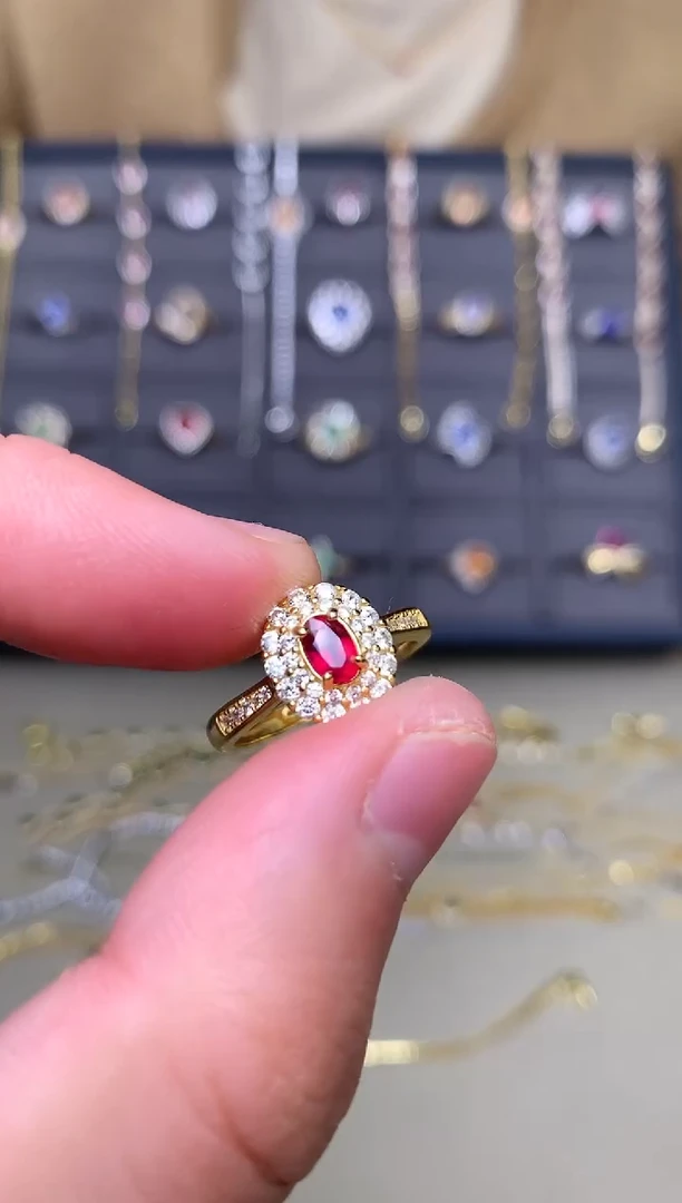 银S925镶嵌戒指红宝石戒指