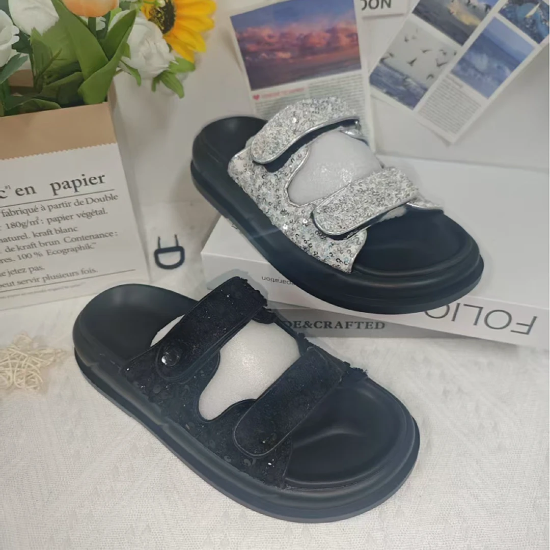 新款小香风凉拖夏季魔术贴厚底沙滩高级感W4-80-51