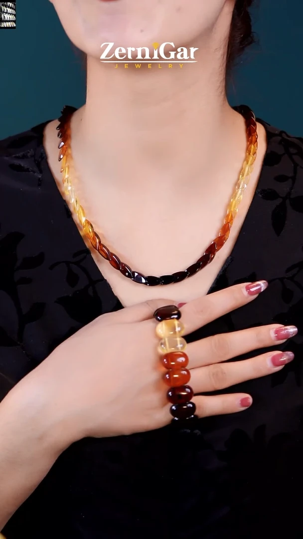 【闪购商品】琥珀颈饰未镶嵌天然琥珀两件套