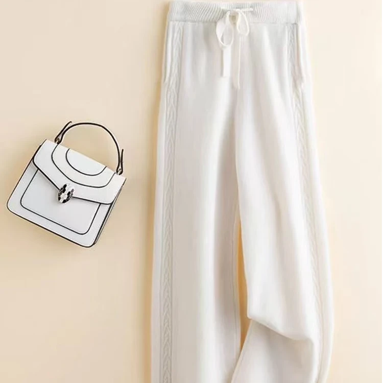 HONG  AO高端时尚显瘦高腰休闲百搭外穿宽松女士剧百搭时尚直筒裤