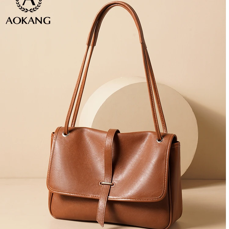 奥康女包小众慵懒风真皮腋下包大容量复古轻奢邮差包简约百搭3512