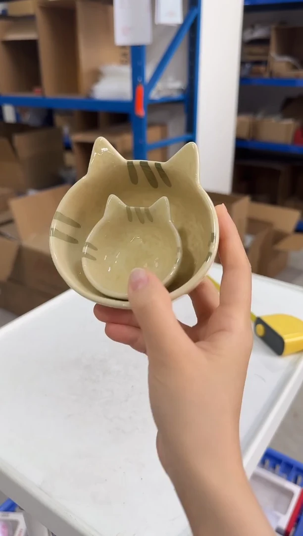 瓷片2.4+4寸橘猫蘸料碗