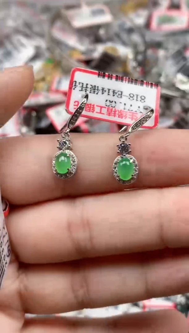 银S925镶嵌戒指翡翠天然A货缅甸翡翠