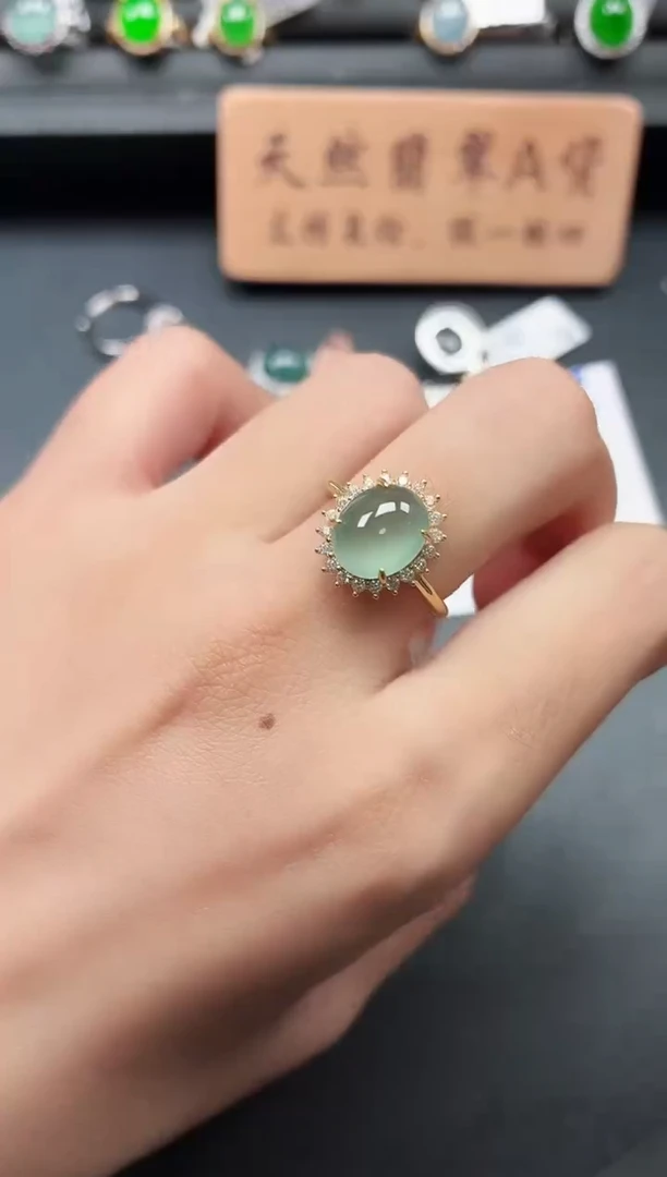 银S925镶嵌戒指翡翠111