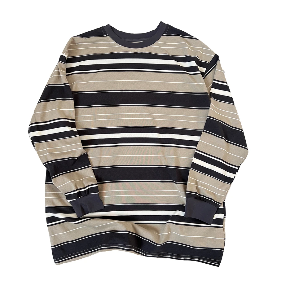 【佳文定制】9839条纹撞色长袖T恤上衣