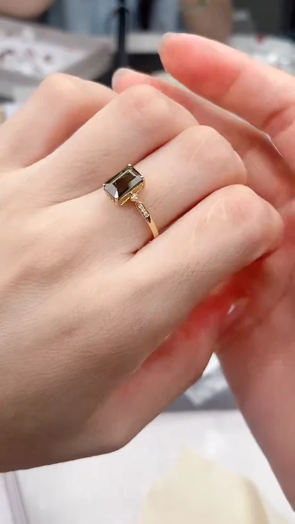 碧玺戒指18K金镶嵌高货15#