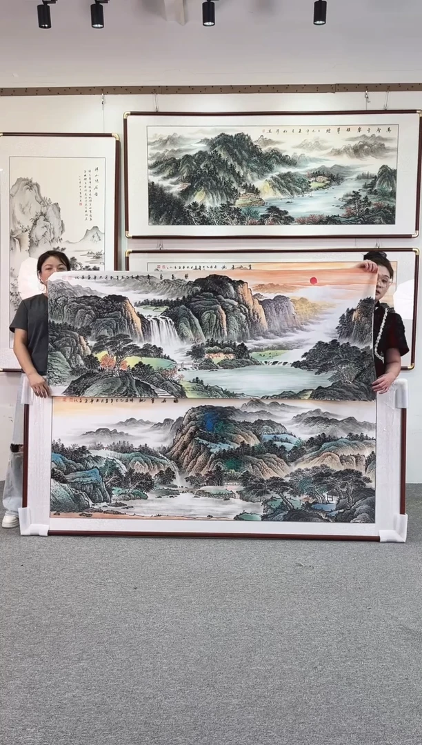 国画纯手绘177x67紫气东来