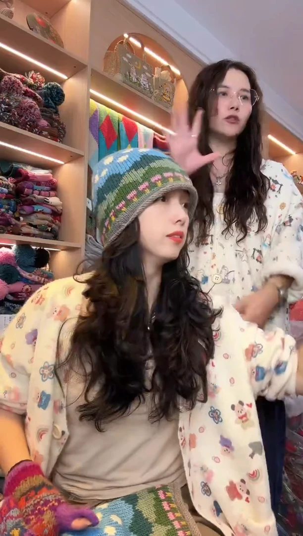 羊羔毛美丽奴软羊毛像素冷帽