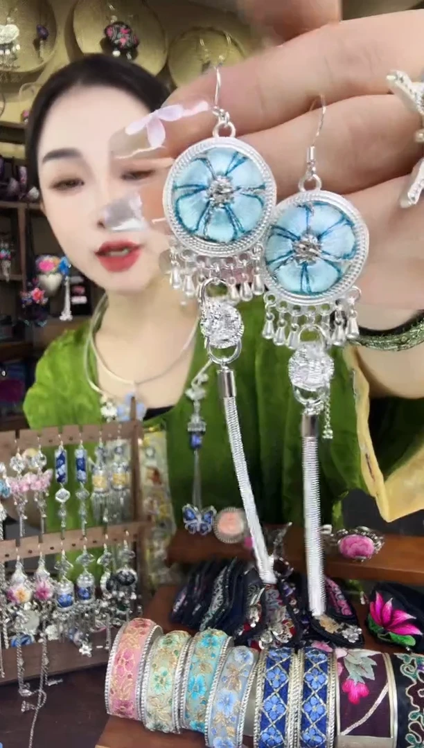 刺绣非遗刺绣民族风耳环