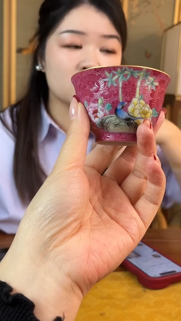 摆件瓷博会扒花主人杯06