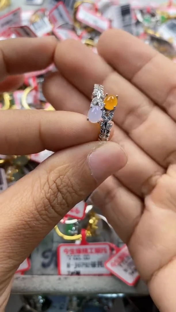 银S925镶嵌戒指翡翠777             3