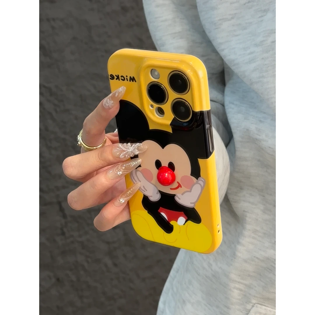 夕与空黄底米奇红色小球适用苹果16手机壳华为P70vivo小米15oppo