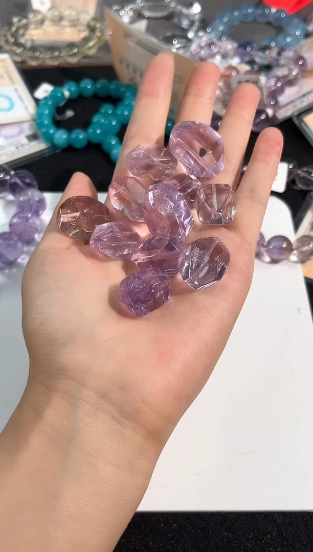 水晶手链未镶嵌50号L6紫黄水晶随行单颗配件