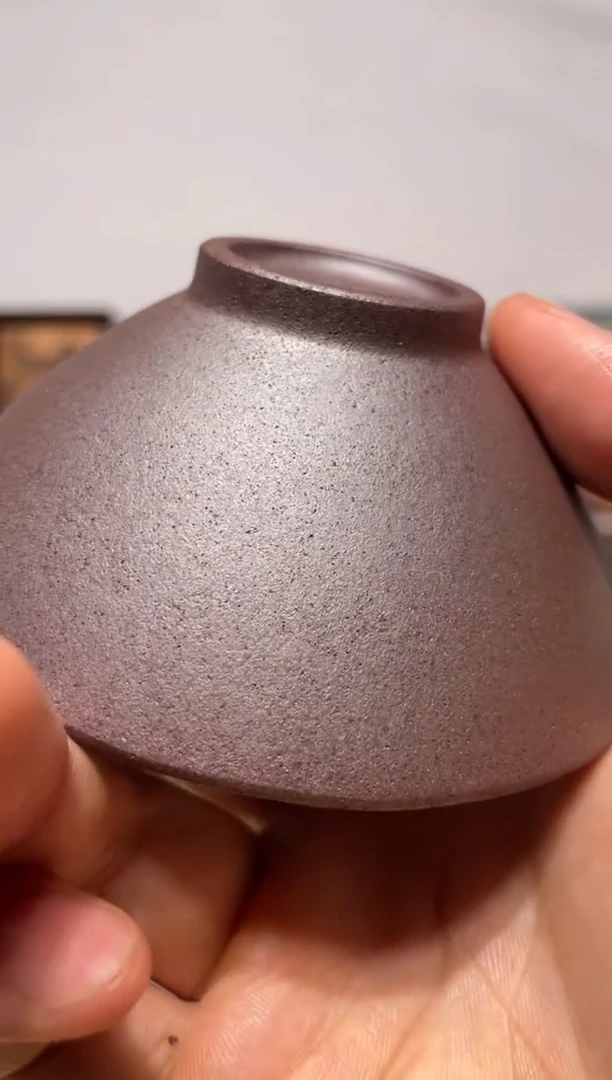 茶壶紫砂黄龙山单一矿龙血砂斗笠杯 还原烧